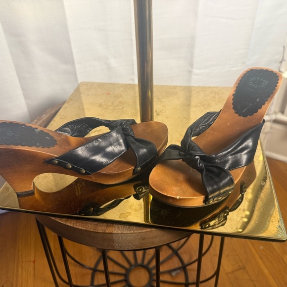 Yellow Box Black and Brown Mules Comfortable Slip-On Design - Picture 4 of 9